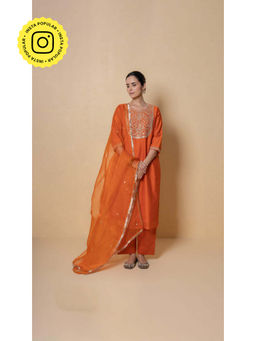 Kameez - Orange Orchid Marori Work Chanderi Suit Set