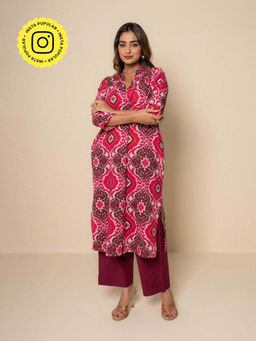 Kameez - Red Muse Digital Print Cotton Kurta with Pant