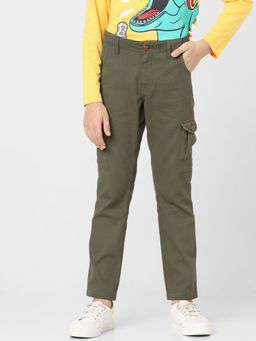 Jack & Jones Junior - Boys Green Mid Rise Cargo Pants