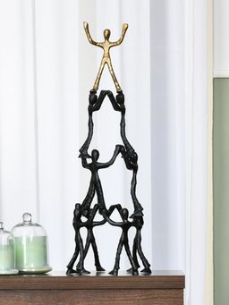 At Home by Nilkamal - Men Pyramid Decorative Metal Showpiece (Black & Gold)