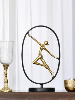At Home by Nilkamal - Dancing Lady Decorative Metal Showpiece (Black & Gold)
