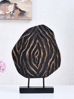 At Home by Nilkamal - Abstract Table Decor Polyresin Showpiece (Black & Brown)