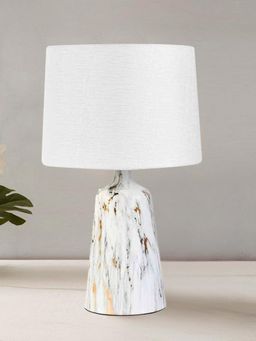 At Home by Nilkamal - Marbela Trapeze Fabric Shade Metal Base Table Lamp (White)
