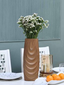 At Home by Nilkamal - Droplet Polyresin Tumbler Vase (Brown)