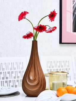 At Home by Nilkamal - Dew Drops Droplet Polyresin Vase (Brown)