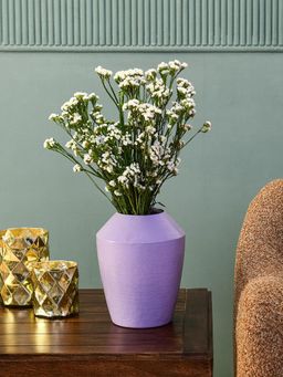 At Home by Nilkamal - Decorative Stout Metal Vase (Purple)