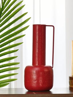 At Home by Nilkamal - Decorative Roman Metal Vase With Handle (Magenta)