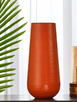 At Home by Nilkamal - Decorative Droplet Metal Vase (Orange)