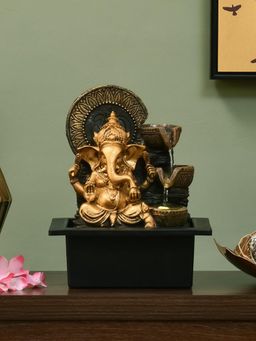 At Home by Nilkamal - Ganesha Arc Polyresin Decorative Water Fountain (Antique Gold)
