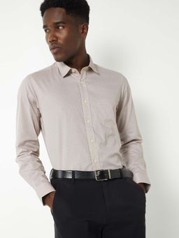 max - Beige Cotton Full Sleeves Regular Fit Collar Neck Printed Shirt