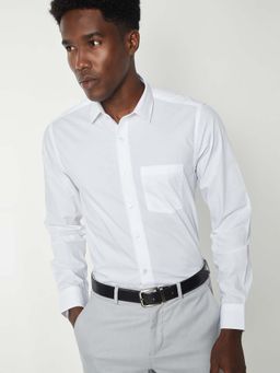 max - White Cotton Full Sleeves Regular Fit Collar Neck Solid Shirt