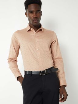 max - Peach Cotton Full Sleeves Regular Fit Collar Neck Printed Shirt