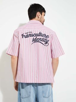 max - Pink Polyester Blend Half Sleeves Regular Fit Collar Neck Self Design Shirt