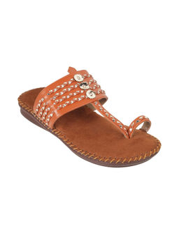 Metro - Women Synthetic Tan Flat Kolhapuris