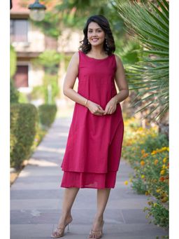 NAVYAS FASHION - Fuchsia Sleeveless Knee Length Dress