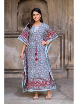 NAVYAS FASHION - Blue Red Printed Kaftan Dress