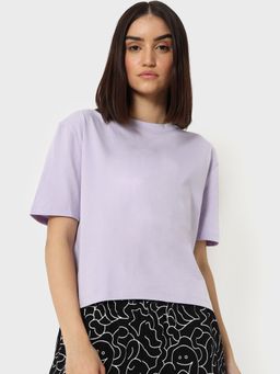 Bewakoof - Women's Lavendar Relaxed Fit T-shirt