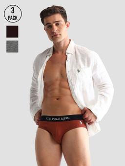 U.S. POLO ASSN. - Solid/Plain Multi-Color Cotton Briefs (Pack of 3)
