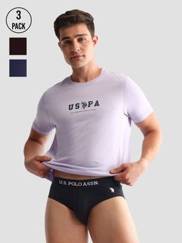 U.S. POLO ASSN. - Solid/Plain Multi-Color Cotton Briefs (Pack of 3)