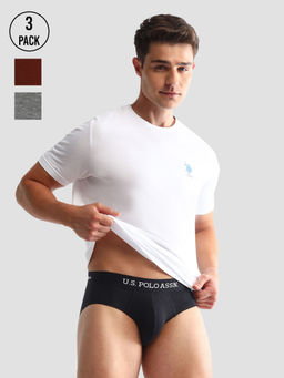 U.S. POLO ASSN. - Solid/Plain Multi-Color Cotton Briefs (Pack of 3)