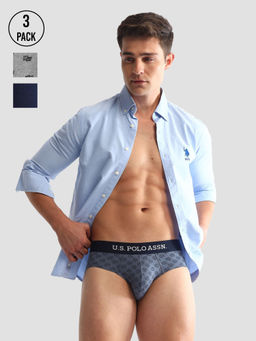 U.S. POLO ASSN. - Printed Multi-Color Cotton Briefs (Pack of 3)