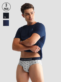 U.S. POLO ASSN. - Printed Multi-Color Cotton Briefs (Pack of 3)