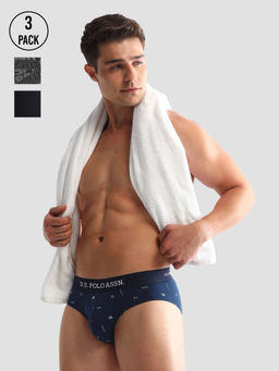 U.S. POLO ASSN. - Printed Multi-Color Cotton Briefs (Pack of 3)