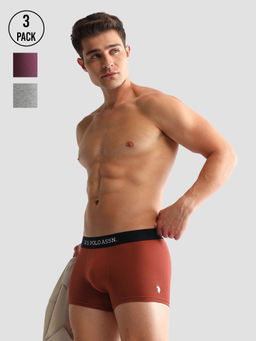 U.S. POLO ASSN. - Solid/Plain Multi-Color Cotton Trunks (Pack of 3)