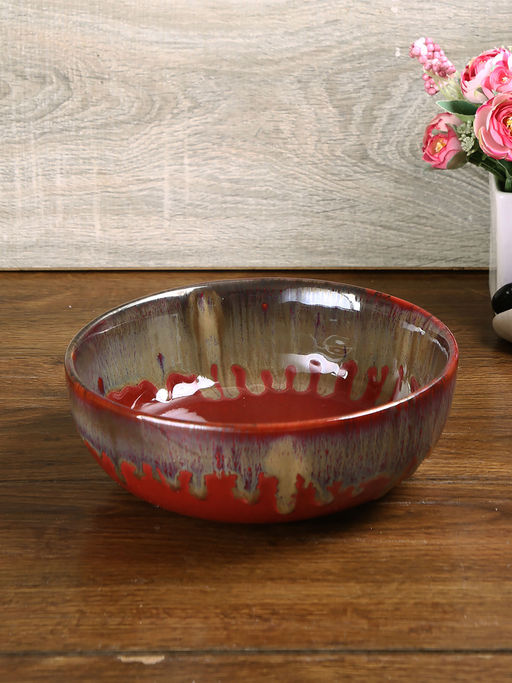 AAPNO RAJASTHAN Fierce Red Ceramic Bowl