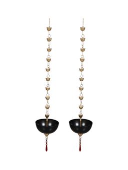 Amaya Decors - Hanging Black Bowl Urli With Beads Set Of 2