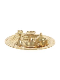 Amaya Decors - Small Brass Pooja Thali Gold