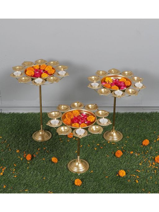 Amaya Decors Detachable Tealight Ulri Set Of 3 Gold