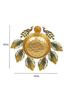 Amaya Decors - Green Peacock Urli With Tealight Holder Set Of 5