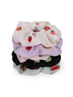 MasQ - Women's Silk Goldilocks Embroidered Scrunchies (Pack of 5)