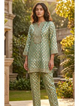 Label S4U - Green Brocade Banarasi Co-Ord Set