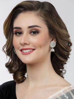 Moedbuille - Handcrafted Meenakari Work Antique Floral Design Oxidised Gold Plated Filigree Jhumkas