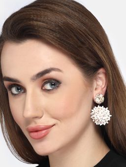 Moedbuille - Handcrafted Floral Design Beads Studded Contemporary Drop Earrings