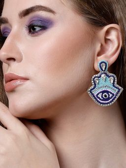 Moedbuille - Beads & Stones Studded Handcrafted Evil Eye Design Contemporary Earrings