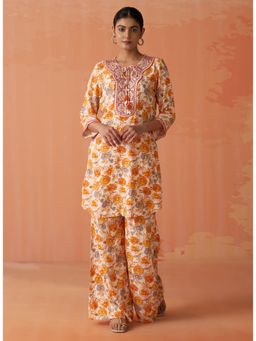 Lakshita - Orange Printed Rayon Co-Ord (Set of 2)