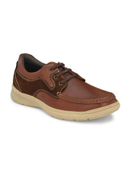 CARLO ROMANO - Milled Leather Brown Casual Lace Up Shoes