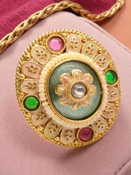 OOMPH - Mint Multi-Color Jaipur Stone Ring (8)