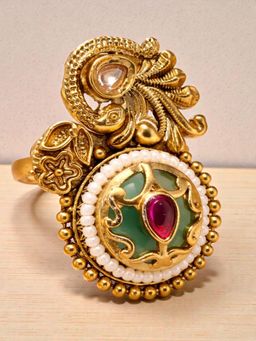 OOMPH - Multi-Color Gold Heritage Rajwadi Ring (8)
