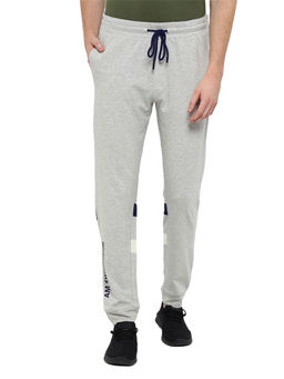 AM SWAN - Premium Cotton Printed Joggers In Grey