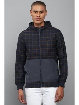 Allen Solly - Men Navy Check Full Sleeves Casual Jacket