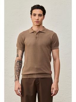 Snitch - Luxe Catch Me If You Can Brown Knitted Polo