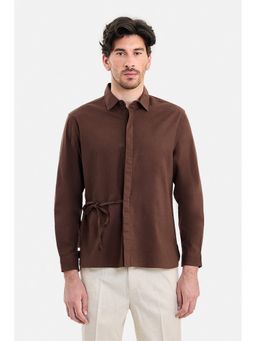 Snitch - Brown Solid Full Sleeves Regular Casual Shirt for Men