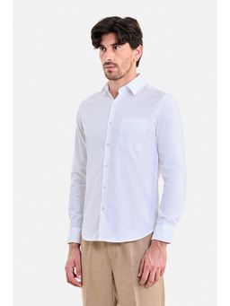 Snitch - White Solid Full Sleeves Slim Shirt for Men
