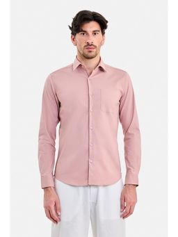 Snitch - Peach Solid Full Sleeves Slim Shirt for Men