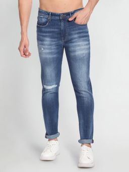 Flying Machine - Mid Rise Stone Wash Distressed Jeans
