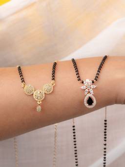Zeraki Jewels - Ahana Black And Kisna Mangalsutra (Pack Of 2)